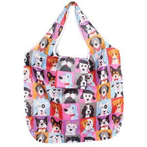 Foldable Compact Dog Print Reusable Grocery Tote Shopping Bag